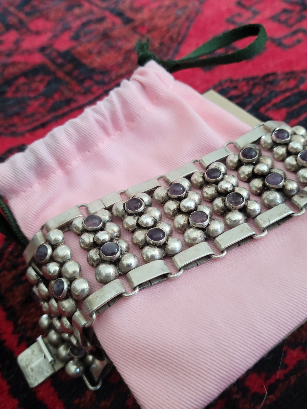 Sterling Silver Amethyst Accent Statement Bracelet - Purple - Picture 11 of 11